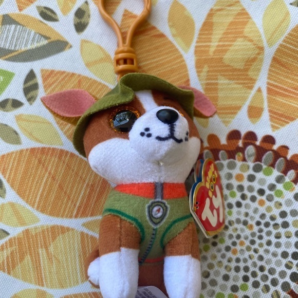 Ty Other - TY Beanie Baby - TRACKER ( Paw Patrol - Plastic Key Clip ) (4 inch) - New